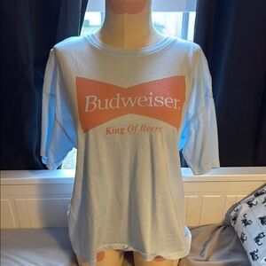 American Eagle Budweiser Graphic T-Shirt in Light Blue